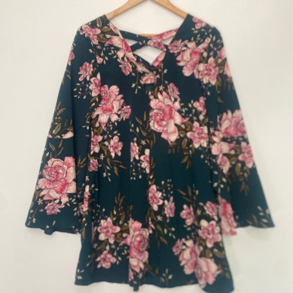 NWT Lulus XS Swing Floral Mini Bell Split Sleeves Dress - Picture 2 of 11